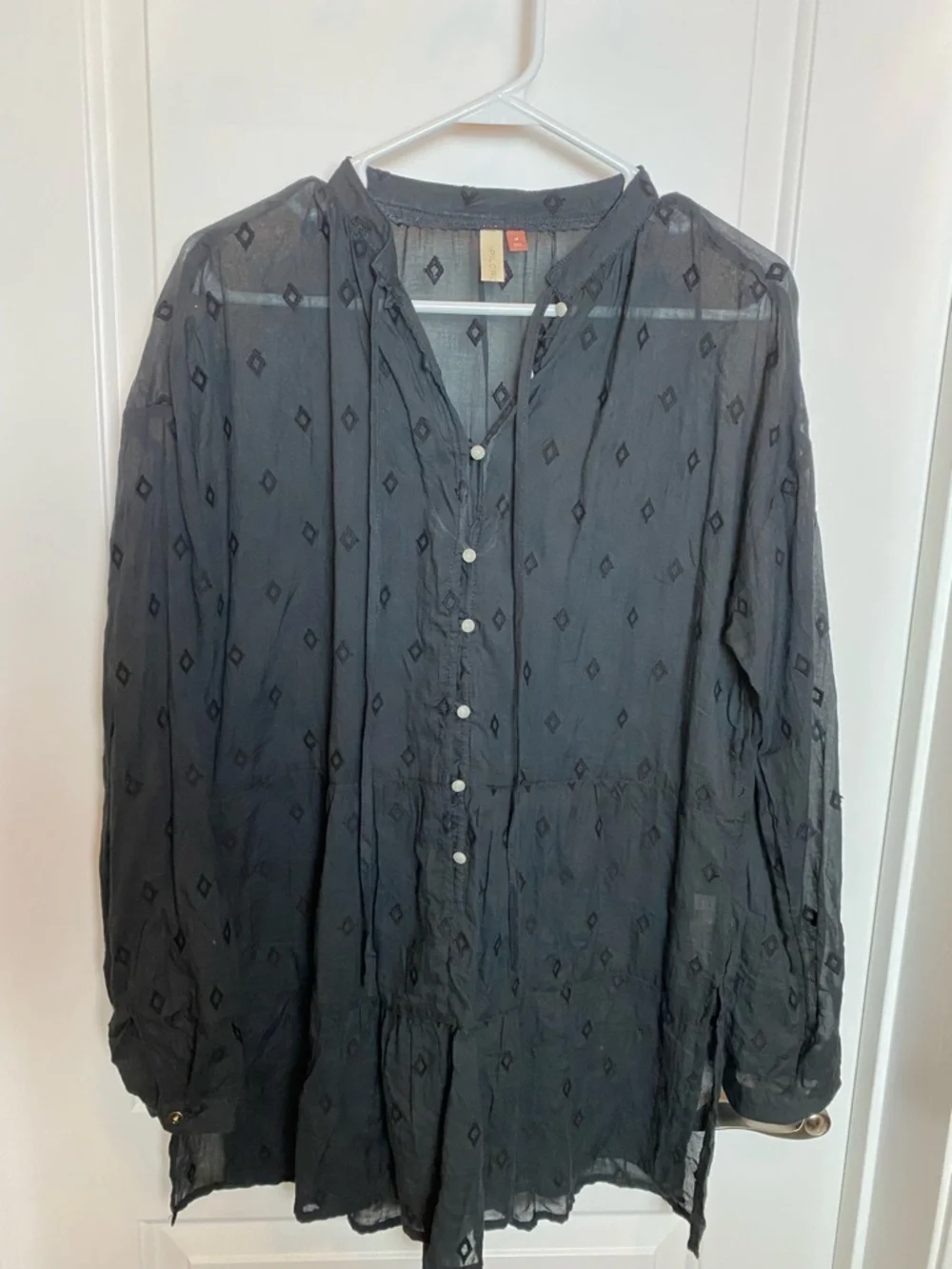 Anthropologie Pilcro Black Tunic Blouse Size M Oversized Tiered Peasant Boho - Picture 10 of 15